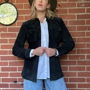 Vintage 100% Suede Black Suede Shirt Jacket - 90’s Shacket